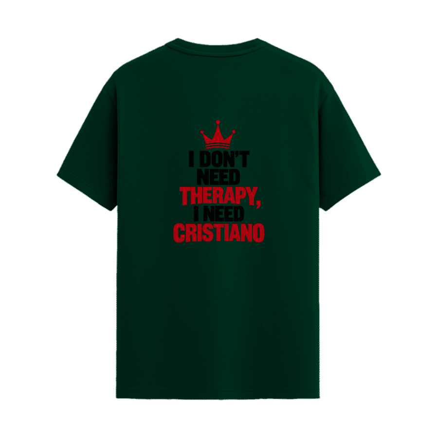 ELBICHO Crown Therapy 180 GSM Regular Fit T-Shirt Bottle Green - Back Red Crown Print