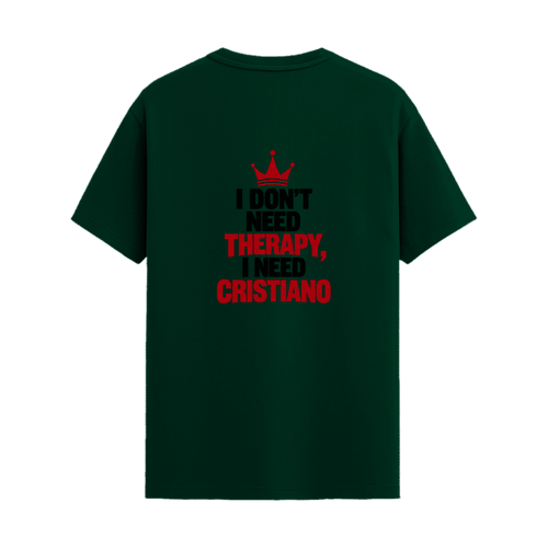 ELBICHO Crown Therapy 180 GSM Regular Fit T-Shirt Bottle Green - Back Red Crown Print